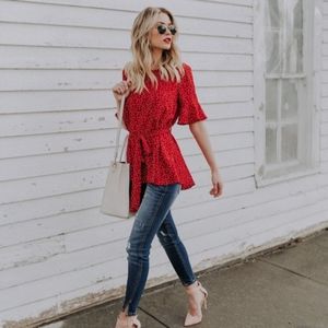 Vici Red polka dot blouse